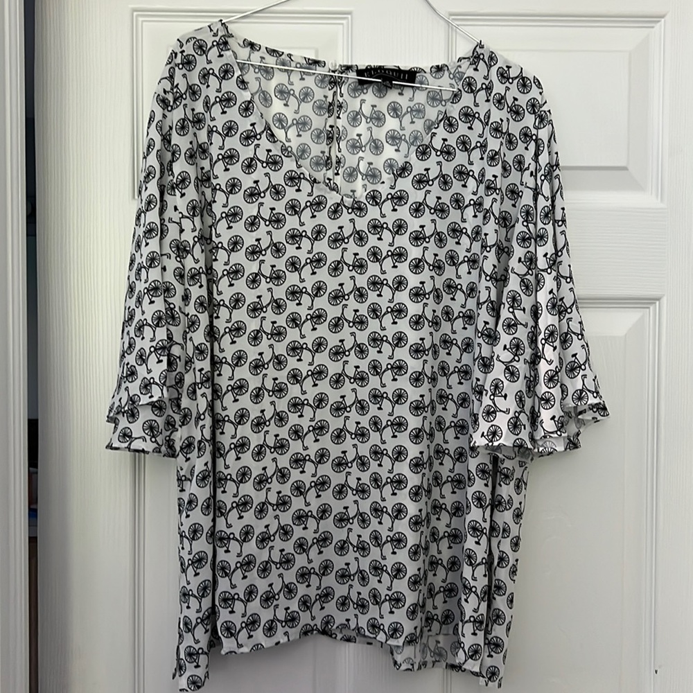 Eloquii bike print blouse
